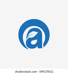 quill with a letter logo design