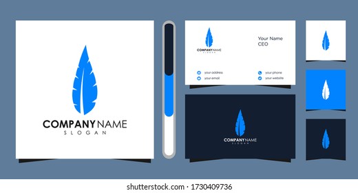 Vector de diseño de logotipo Quill y tarjeta de negocios