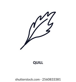 quill outline icon.  Thin line icon from education collection. Editable vector isolated on white background