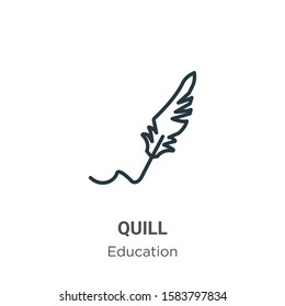 Quill outline vector icon. Thin line black quill icon, flat vector simple element illustration from editable literature concept isolated on white background