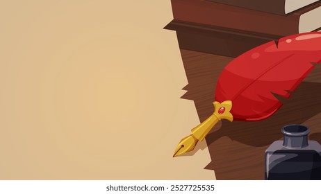 Quill and parchment retro background_16:9