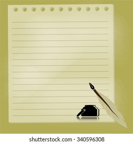 quill pen with chalkboard background vector illustration