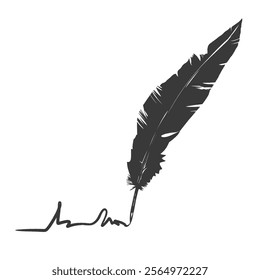 quill pen with cursive writing without background