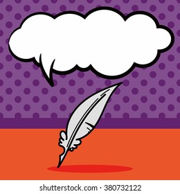 Quill pen doodle, speech bubble