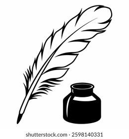 quill pen free icon on white background, Eps file 