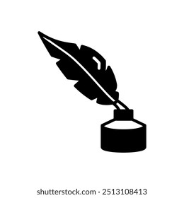 Quill Pen Glyph Icon, Vector illustration