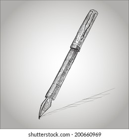 Quill Pen Hand Draw for your Design. Vector Sketch Illustration