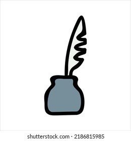 Quill pen and ink hand-drawn icon vector graphic illustration