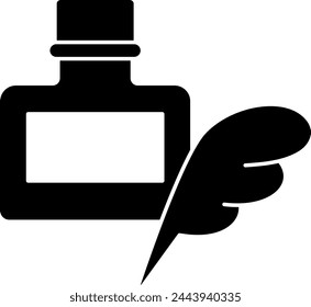 Quill Pen and Ink Isolated Vector Silhouette