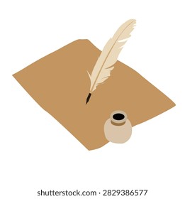 Quill pen ink and paper