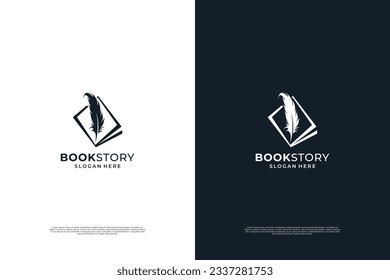 Quill Pen logo design. Minimalist Handwriting logo design vector.