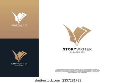 Quill Pen logo design. Minimalist Handwriting logo design vector.