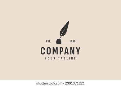 quill pen logo vector icon illustration