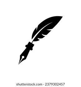 A quill pen on a white background. Vector illustration.