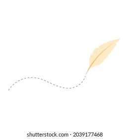 quill pen, retro stationery, retro feather ink pen, writing. vector illustration