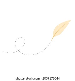 quill pen, retro stationery, retro feather ink pen, writing. vector illustration