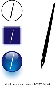 quill pen symbol sign and button