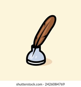 Quill Pen Vector Theme Illustration on Isolated Background. World Art Day Vector Illustration on Isolated Background