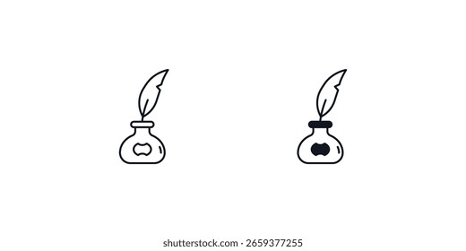 ícone de conjunto de quill com fundo branco vetor ilustração stock