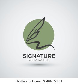 Quill Signature logo design icon inspiration template