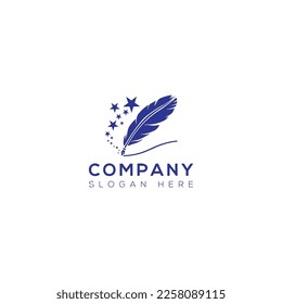Quill silhouette vector art logo design
