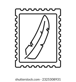 Quill and stamp icon in outline style isolated on white background.