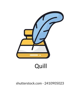 Quill vektorgefüllte Umriss-Doodle Design-Illustration. Symbol auf weißem Hintergrund EPS10-Datei
