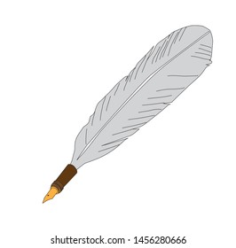 quill, white background vector illustration
