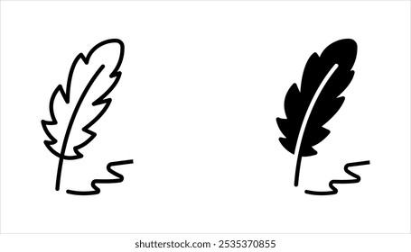 Quill writing vector icon set, classic stationery illustration isolated on white background.