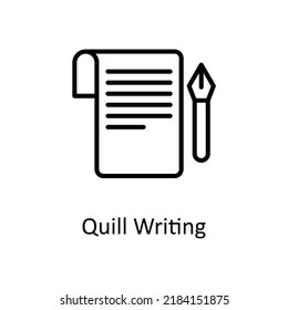 Quill Writing vector Outline Icon Design illustration on White background. EPS 10 File 