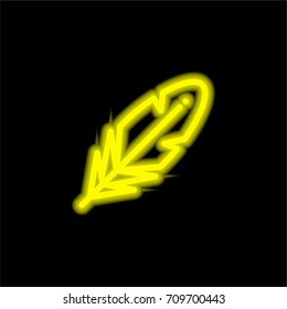 Quill yellow glowing neon ui ux icon. Glowing sign logo vector