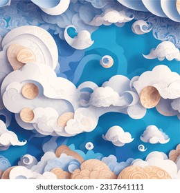 Quilled Paper Art 3D Vector Illustration with Dimensional Paper Craft