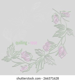  Quilling - Branch Of Roses - For Gift Card