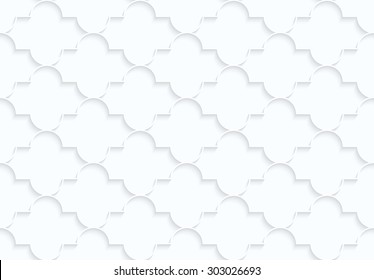 Quilling white paper horizontal Marrakech.White geometric background. Seamless pattern. 3d cut out of paper effect with realistic shadow.