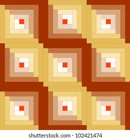 Quilt block, Log Cabin Pattern, straight furrow design variation, traditional stitched patchwork background pattern. 