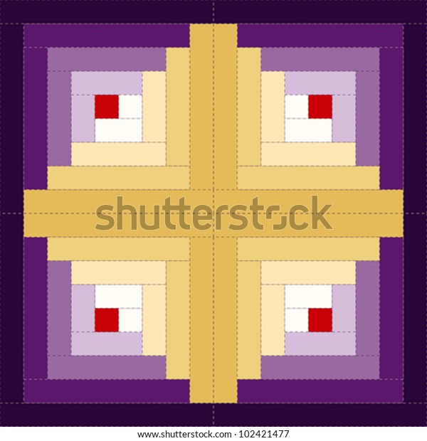 Quilt Block Log Cabin Pattern Barn Stock Vector Royalty Free