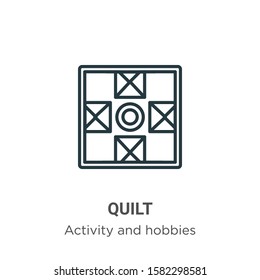 Quilt outline vector icon. Thin line black quilt icon, flat vector simple element illustration from editable activity and hobbies concept isolated on white background