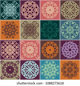 quilt patchwork background with mandala ethnic style
