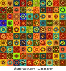 quilt patchwork background with mandala ethnic style