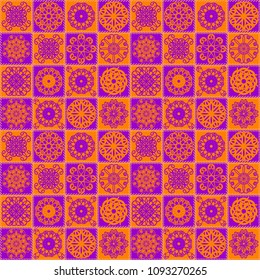 quilt patchwork background with mandala ethnic style