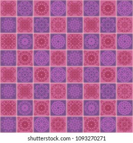 quilt patchwork background with mandala ethnic style