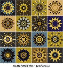 quilt patchwork background with mandala ethnic style