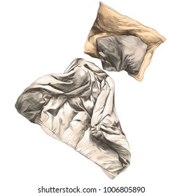 quilt and pillow sketch vector graphics color picture