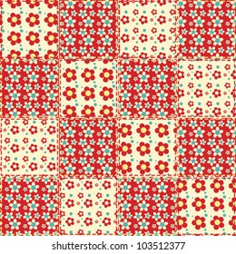 Quilt seamless pattern. Vector patchwork background.