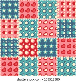 Quilt seamless pattern. Vector patchwork background.