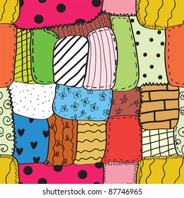 Quilt seamless wallpaper with different patterns