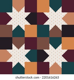 Quilt sewing pattern design. patchwork block. Vector illustration.