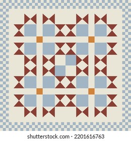 Quilt sewing pattern design. patchwork block. Vector illustration.