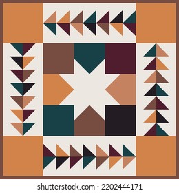 Quilt sewing pattern design. Patchwork block. Vector illustration.