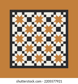 Quilt sewing pattern design. Patchwork block. Vector illustration.